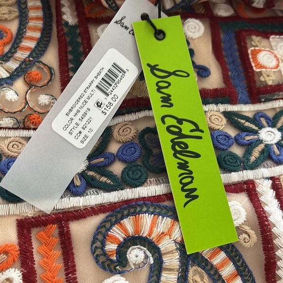 NEW SAM EDELMAN - Embroidered Mini Dress with Thread details and Nude Sheath - Picture 3 of 8